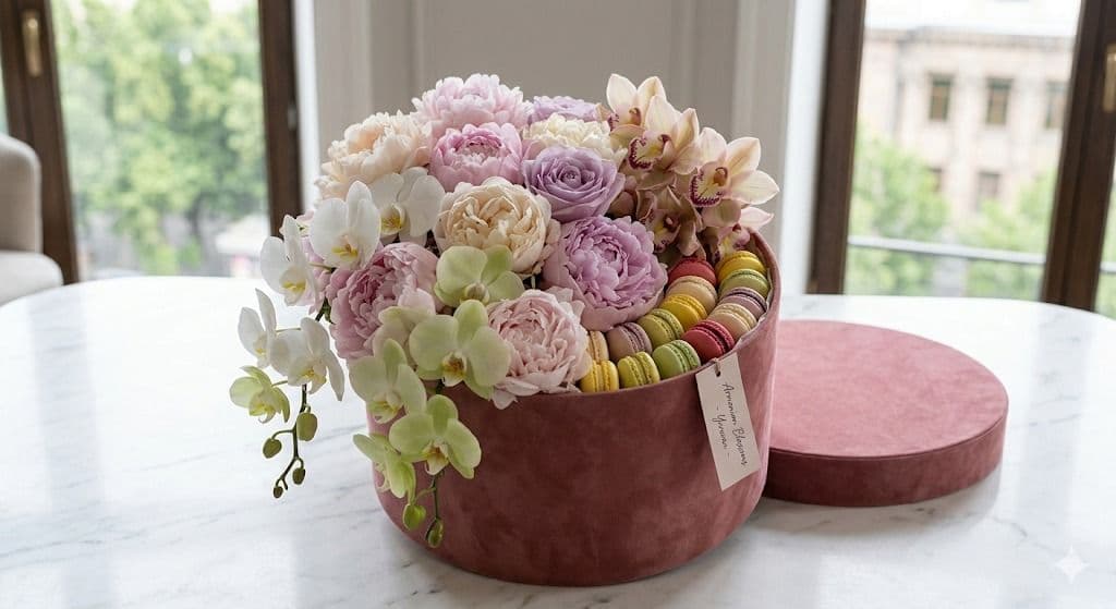 Flower & Macaron Gift Box